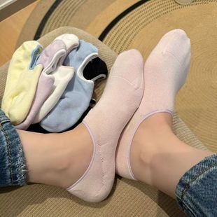 Women's Women's Summer Thin Solid Color Light-mouth Boat Socks with Color-matching Ins Korean Style Breathable Socks