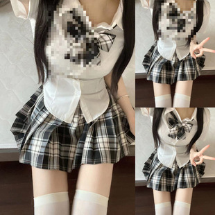 Original Jk Uniform Set for Female Students, School Uniform with a Pure and Desirable Style, Waist-Cinching Slimming Jk Shirt and Pleated Skirt Two-Piece Set