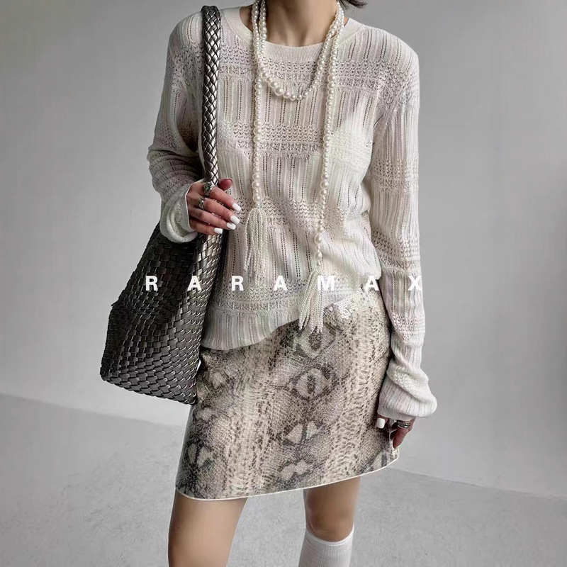 Imported Dual-System Loom ~ Fine Wool Yarn, Cool and Relaxed Holiday Style Lace Sun Protection Blouse