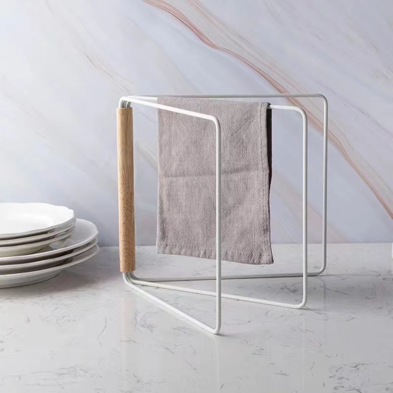 廚房鐵藝可摺疊抹布架家用洗碗布毛巾收納置物架立式可摺疊置物架