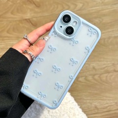 青い蝶結びの新製品はアップル1615携帯ケースiPhone15promax12/11透明16proを適用します。