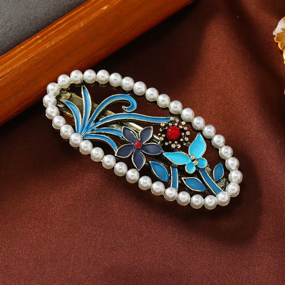 古风百搭高颜值高级发夹民族风花朵洋气精致高贵百搭ins发饰边夹