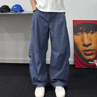 夏季宽松伞兵立体剪裁弯刀速干裤男女同款百搭潮流抽绳运动休闲裤
