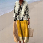 独立站跨境欧亚马孙美新款长袖连衣裙 大码V领口袋休闲连衣裙