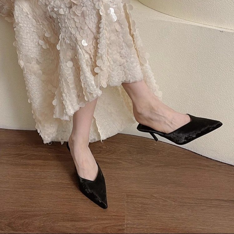 2025 Autumn New Style Pointed Toe Backle Stiletto Mule For Outdoor Wear, Veratile And Elegant Slip-On High Heel_vogvips.com