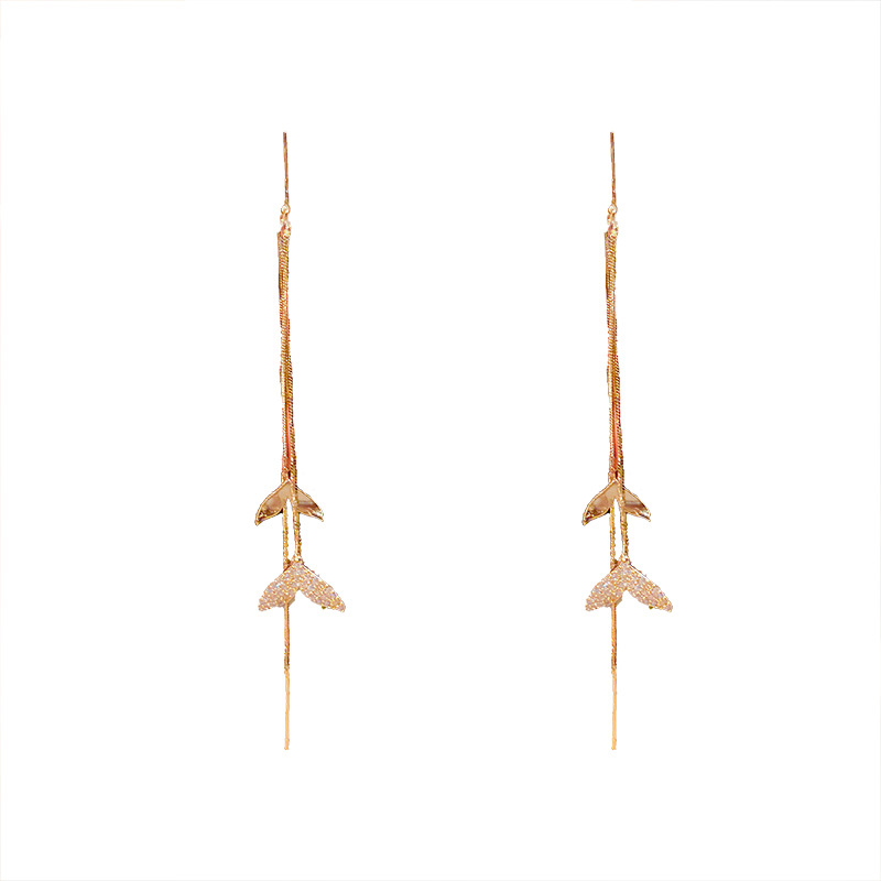 Fashion double fishtail long tassel metal ear linepicture5
