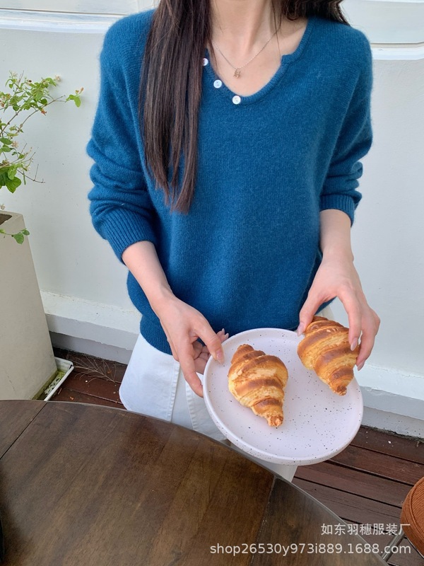 高级感蜜熊绒套头毛衣女2025秋冬新款慵懒风韩系软糯针织上衣X23|undefined