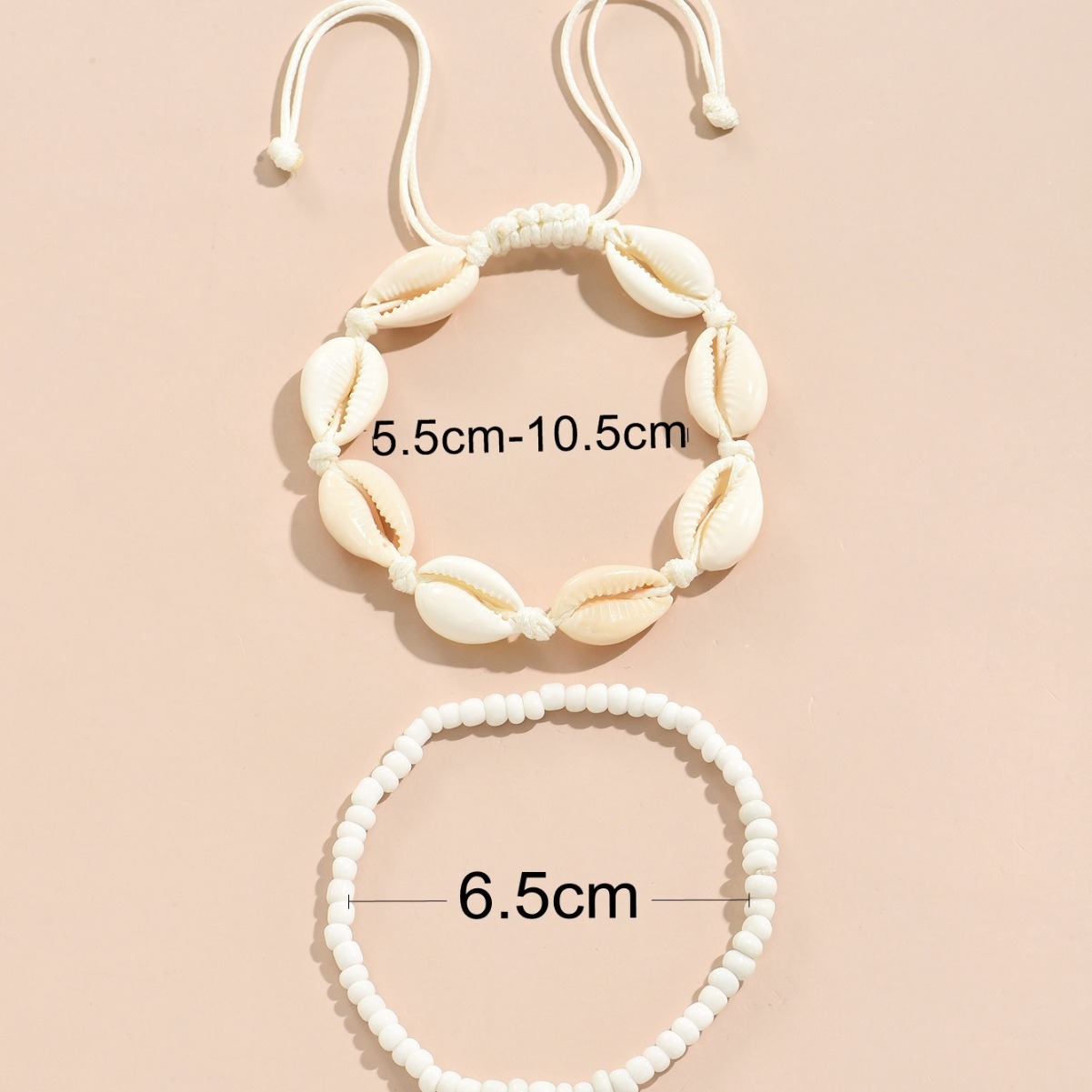 Europeo y americano transfronterizo nuevo estilo bohemio cuentas de arroz tobillos de dos piezas conjunto de concha natural anudado adornos de pie al por mayor