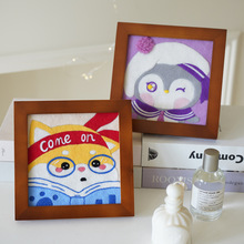 羊毛毡戳戳乐相框画手工diy材料包 情侣节日礼物自制摆件挂画