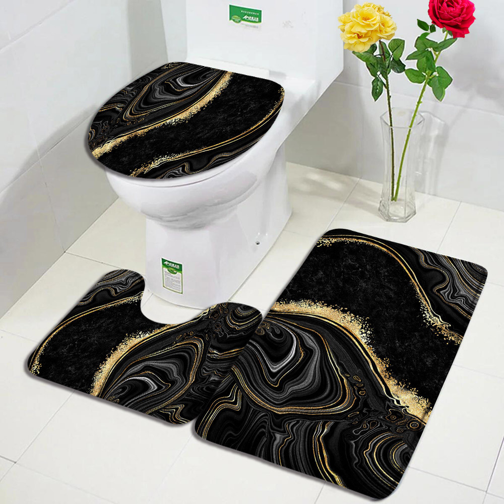 Baño transfronterizo de tres piezas aislante de frío absorción de agua alfombra de franela resistente al desgaste y sucia fácil de cuidar alfombra antideslizante de decoración doméstica