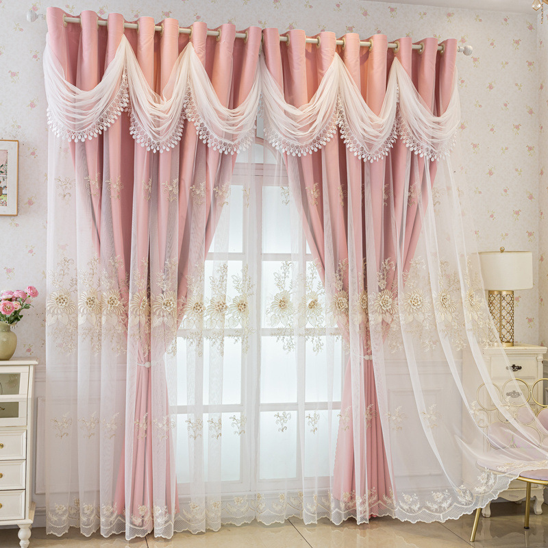Nuevas cortinas europeas 2025 tela de sombra en relieve en una sala de estar de doble capa dormitorio bordado princesa viento