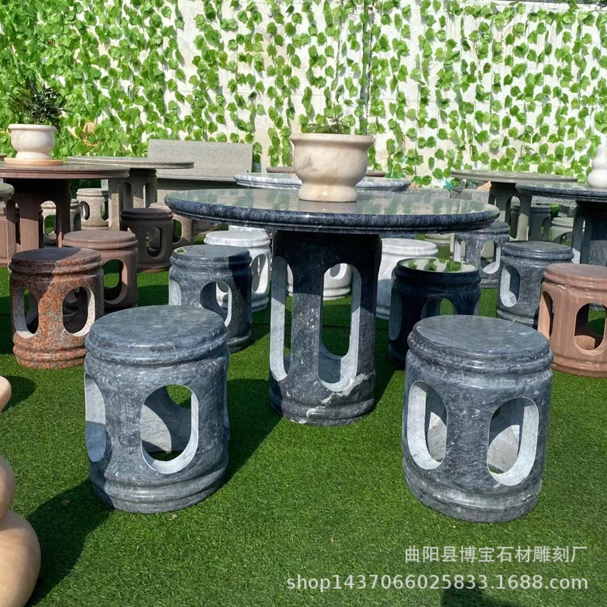 庭院石桌石凳花园家居户外大理石天然花岗岩石头桌椅别墅石桌包邮-阿里巴巴