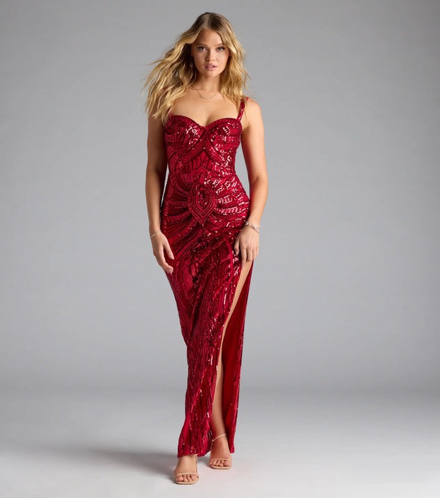 Vestido de honda sexy con patrón de lentejuelas de alto nivel transfronterizo europeo y americano, vestido de noche de banquete, traje de actuación (2 colores) image 7