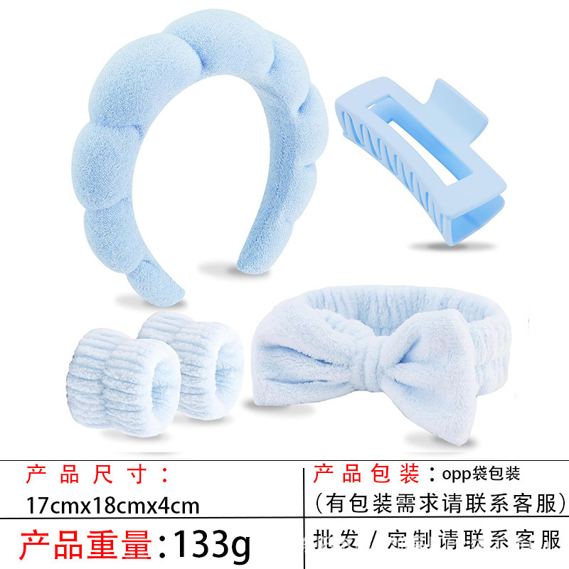 跨境海绵云朵发箍批发高颅顶高级感毛巾布麻花女士洗脸手腕带头箍|undefined