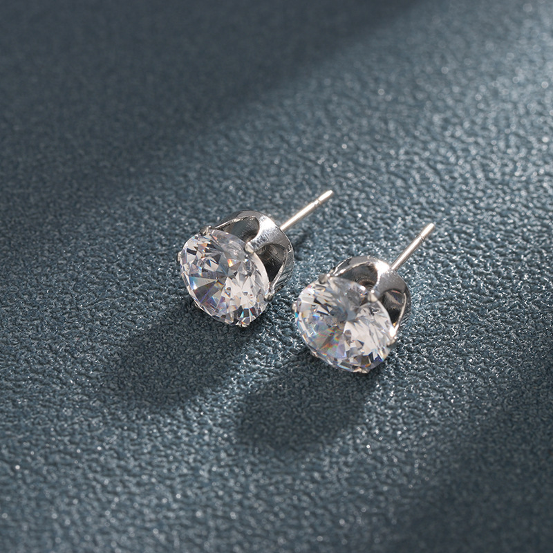 Six Claw Zircon Stud Earrings Gold Daily Versatile Unisex Jewelry_voghion.com