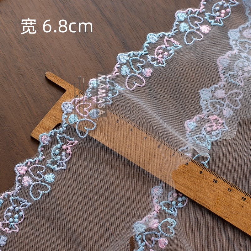 Alta calidad dopamina sueño bordado colorido hilo de malla encaje DIY mano lolita ropa tela accesorios para el cabello