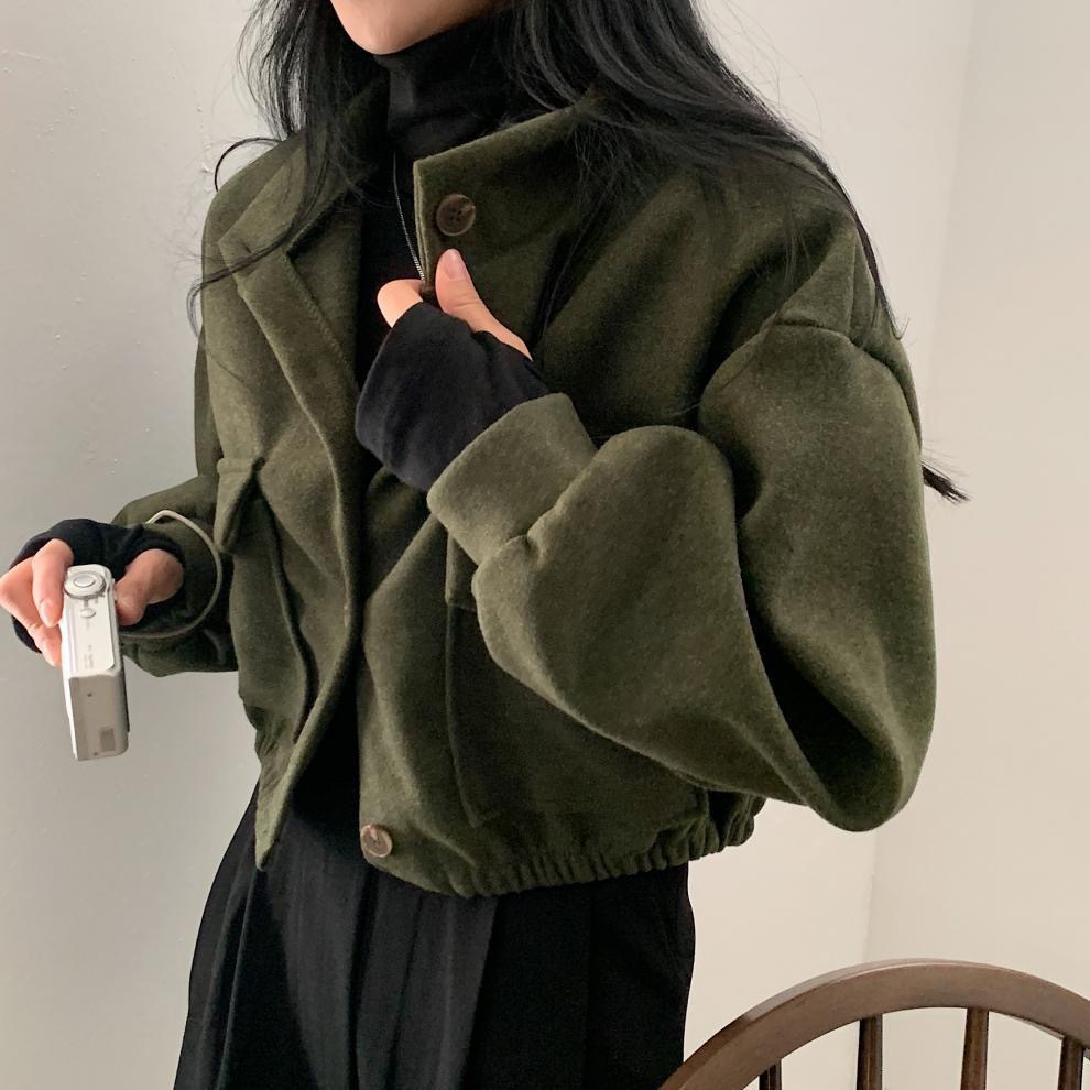 Women's Simple Style Streetwear Solid Color Zipper Coat Woolen Coat display picture 11