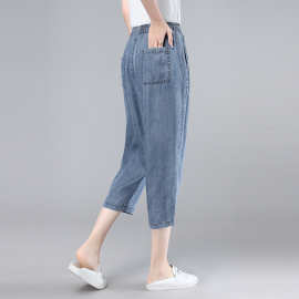 天丝牛仔裤女夏季薄款冰丝七分裤2025新款显瘦小个子直筒妈妈裤子