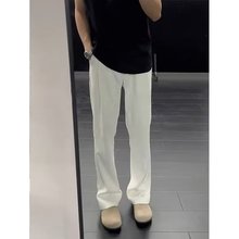 美式弯刀西裤男生休闲夏季休闲西装裤高级感直筒cleanfit微喇裤子