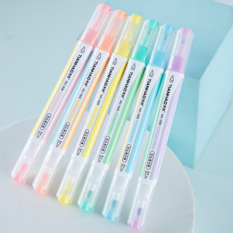 1926-6 pastel pluma de Alta Luz 6-color estudiante resaltador graffiti pintura mano marcador pluma regalos creativos