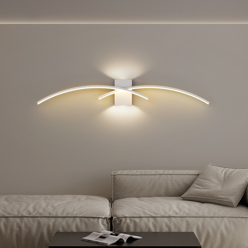 lámpara de pared minimalista moderna simple larga lámpara de cama creativa estudio sala de estar TV sofá fondo lámpara de pared