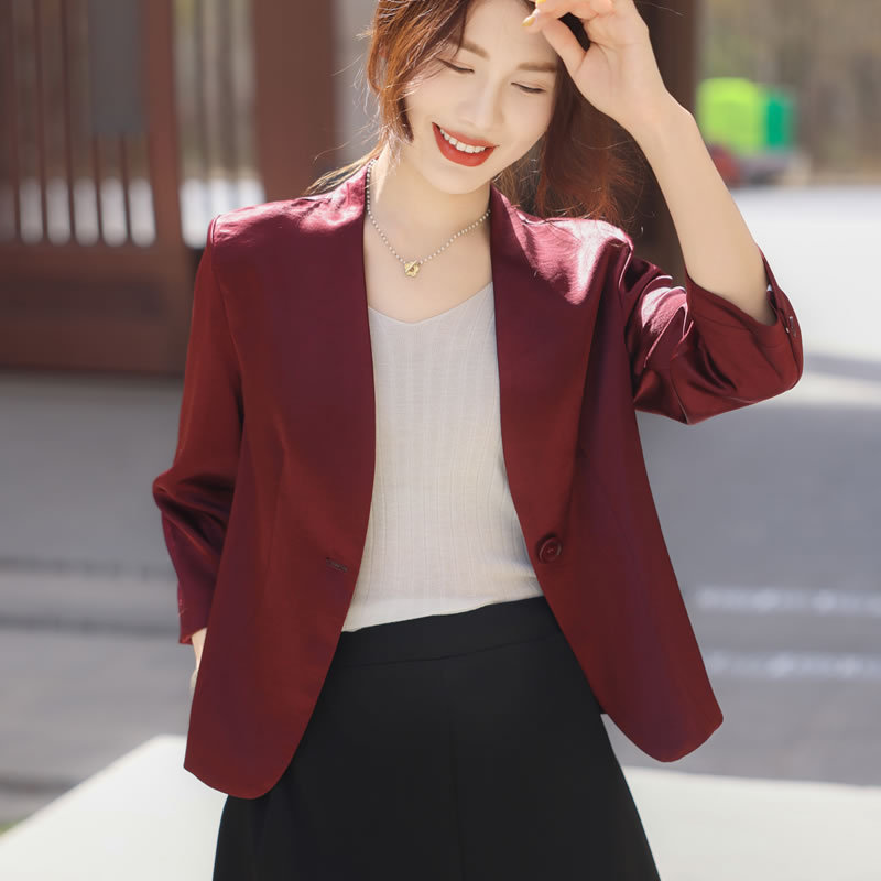 Acetate Satin Pure Color Blazer for Women, High-End Casual Loose Thin Summer Slim Fit Blazer Top Acetate Satin Pure Color Blazer for Women, High-End Casual Loose Thin Summer Slim Fit Blazer Top