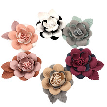 韩版超纤DIY压纹花朵仿真布艺立体定型花头饰花服装鞋帽胸针配件