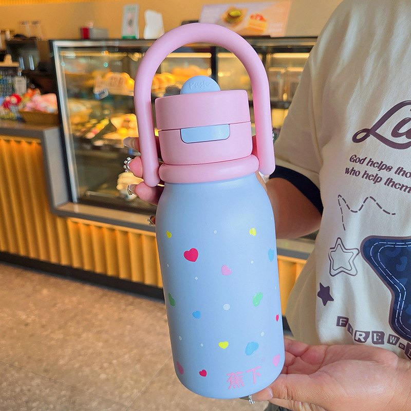 新款卡通双饮杯高颜值316不锈钢保温杯学生带吸管弹跳杯厂家批发|undefined
