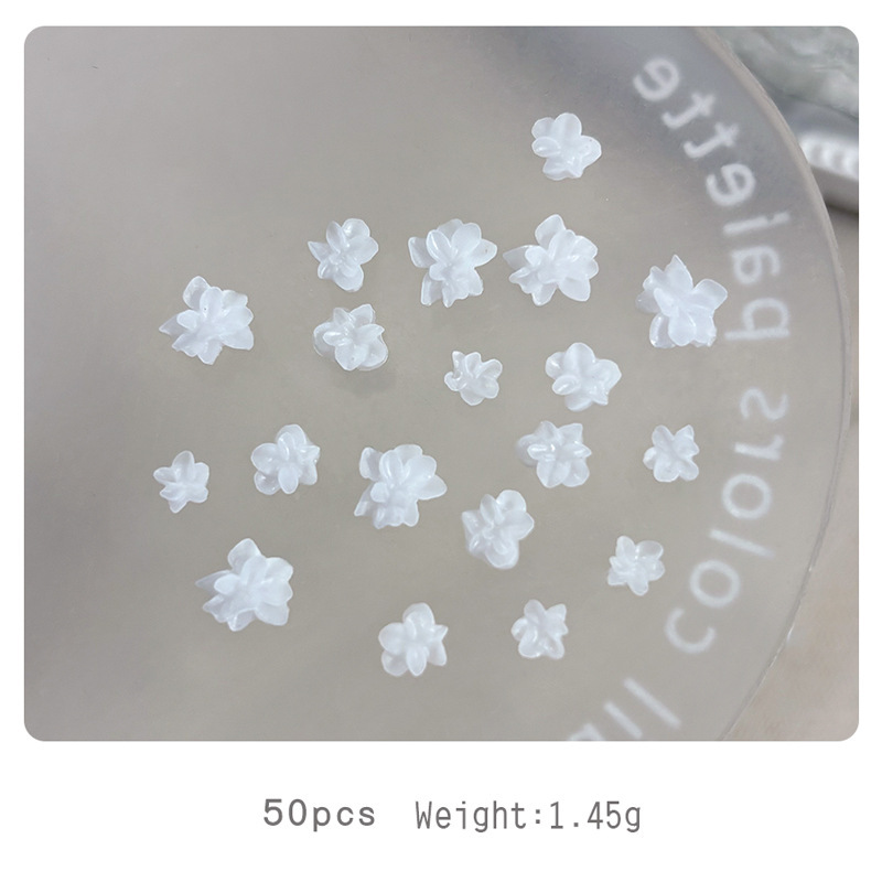 新款软雕花美甲饰品大小混装ins国风立体粉白蓝紫色花朵diy指甲钻|undefined