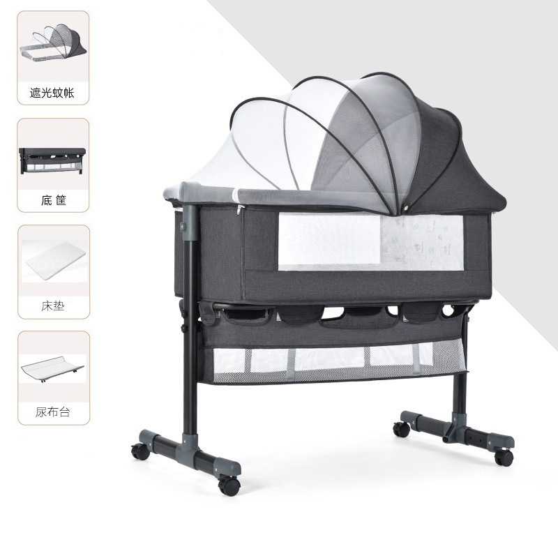 Cama multifuncional para recién nacidos, cama grande, cama para bebés, cuna plegable, elevación móvil y portátil image 40