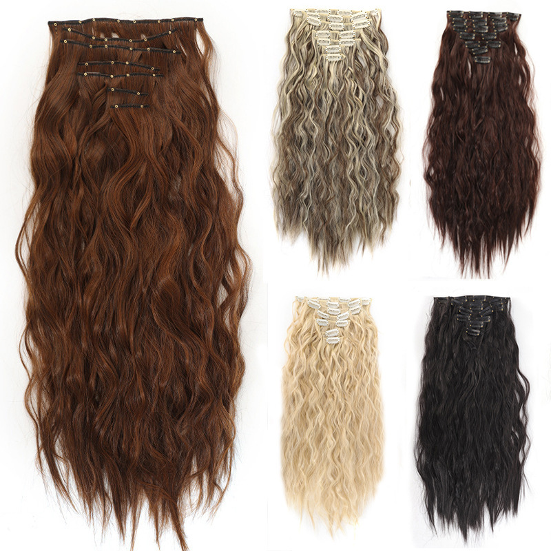 Wig Cross-border Europe and the United States Long Curly Hair Water Corn Wave Hair Extending Piece Seven-piece Set