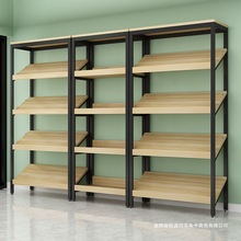 商超货架展示架超市家纺水果红酒鞋店置物架斜面多层落地钢木批发