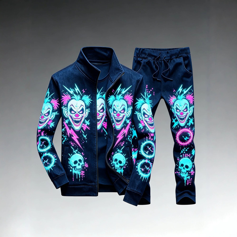 In-stock for autumn, 48-hour fast delivery, Amazon men's Halloween-themed two-piece set, stand-up collar zipper jacket for men In-stock for autumn, 48-hour fast delivery, Amazon men's Halloween-themed two-piece set, stand-up collar zipper jacket for men