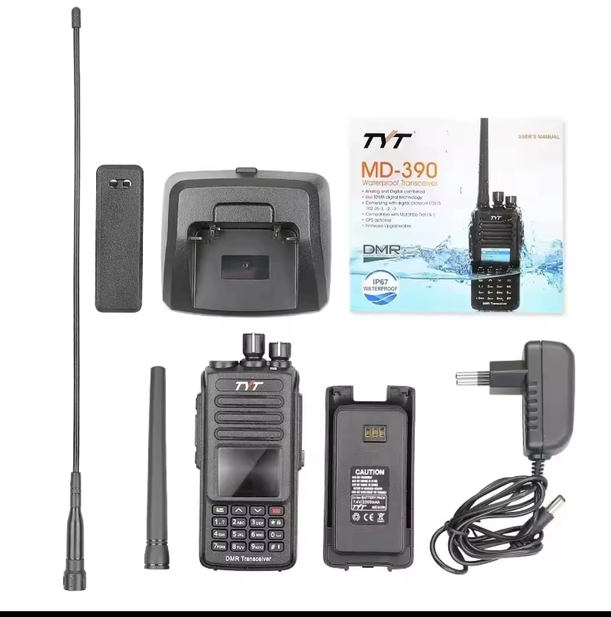 DMR Handheld Radio (TYT) MD-UV390 PLUS, 10W, Type-C, 3600mAh, AES256