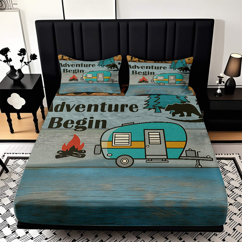 Camping 3D impresión digital cama textil casera Kits fabricantes de ropa de cama suministro directo transfronterizo modo JIT Temu