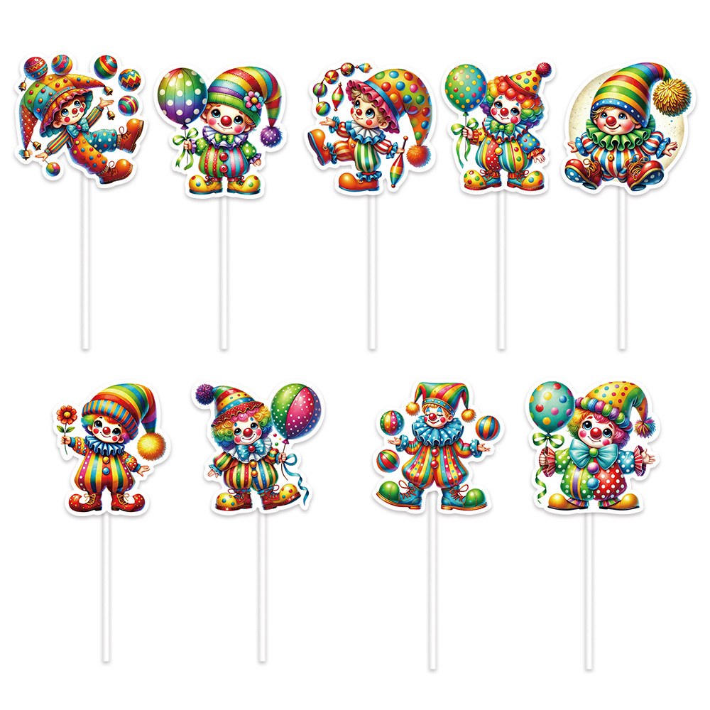 Nuevo carnaval transfronterizo decoración de pasteles circo lindo payaso decoración de fiesta de cumpleaños pequeña tarjeta de inserción