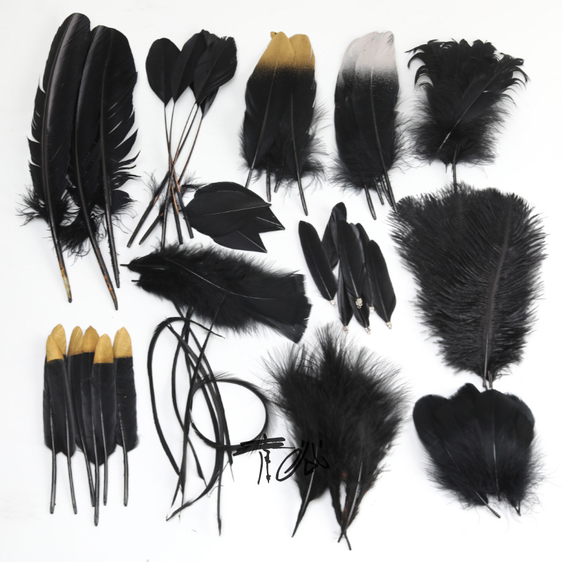 Plumas negras al por mayor DIY accesorios de decoración de ropa accesorios escenas de diseño de fábrica de plumas tienda directa