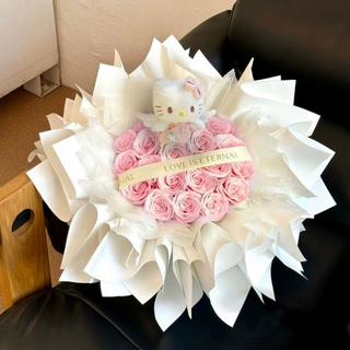三八节妇女节HelloKitty凯蒂猫玩偶花束玫瑰永生花生日礼物送女友