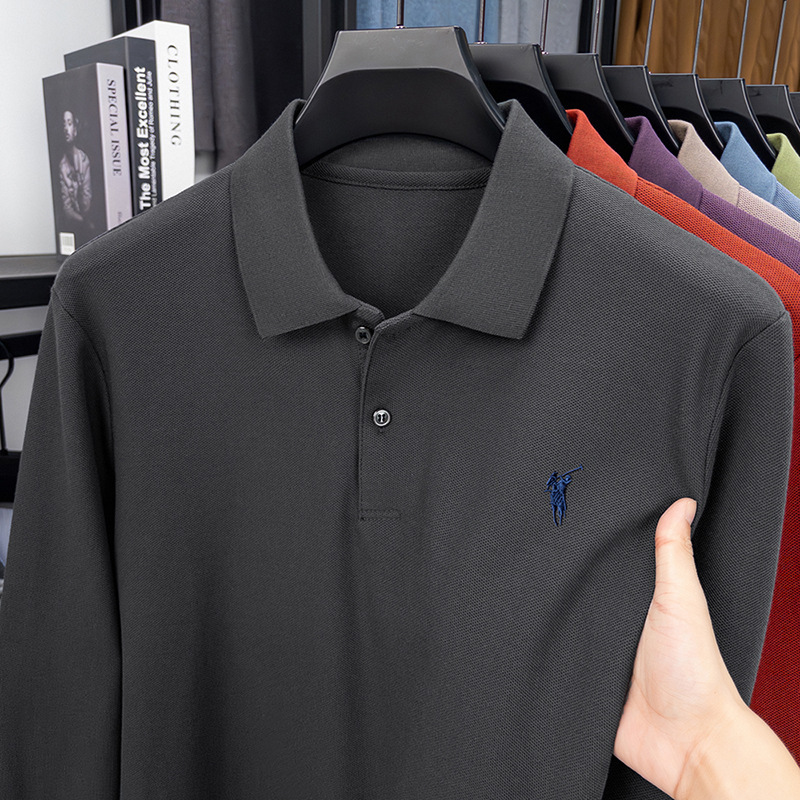 ポール100% 綿tシャツ男性ビジネスカジュアル純綿poloシャツが襟を返しています。|undefined