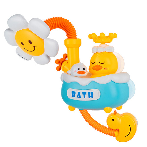 Baby and Toddler Summer Bath Electric Sunflower Shower Head for Kids, Cute Duck Water Cart Toy for Baby Bathroom Water Play, Wholesale