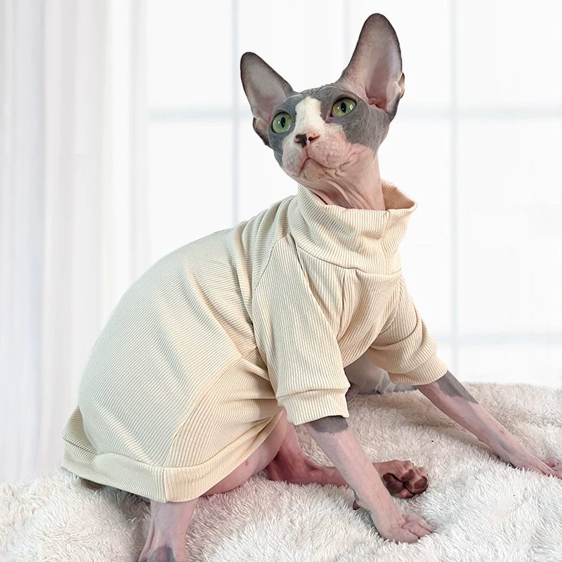 Оптовая продажа из чистого хлопка безволосая Одежда для кошек одежда для Сфинкса Девона осень и зима средняя Толстая эластичная футболка флисовая устойчивая к облизанию Новинка