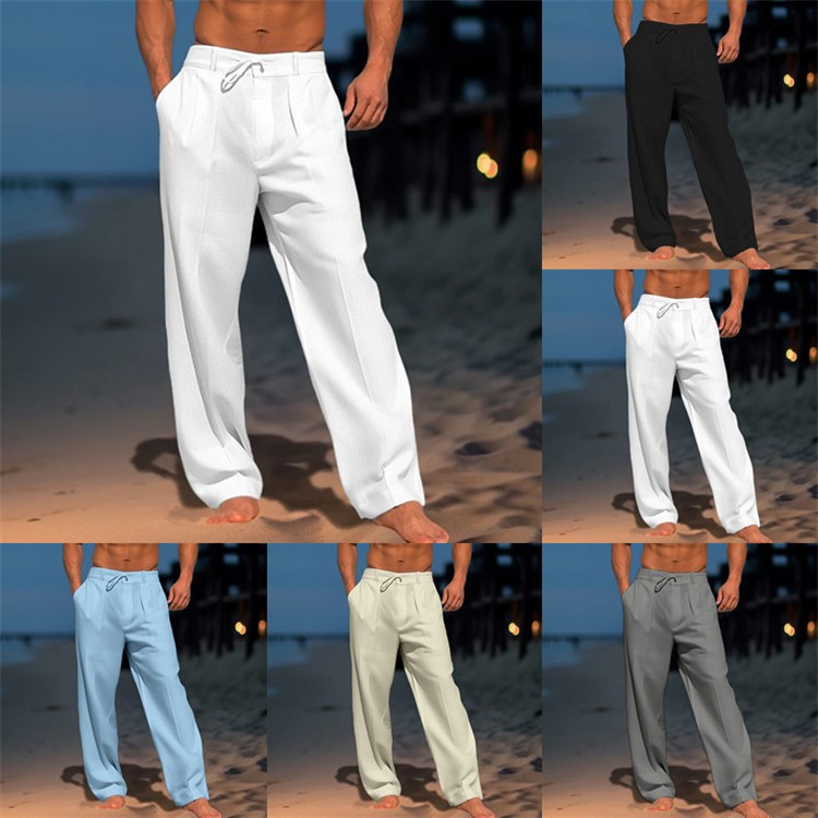 Beach solid color breathable casual trousers