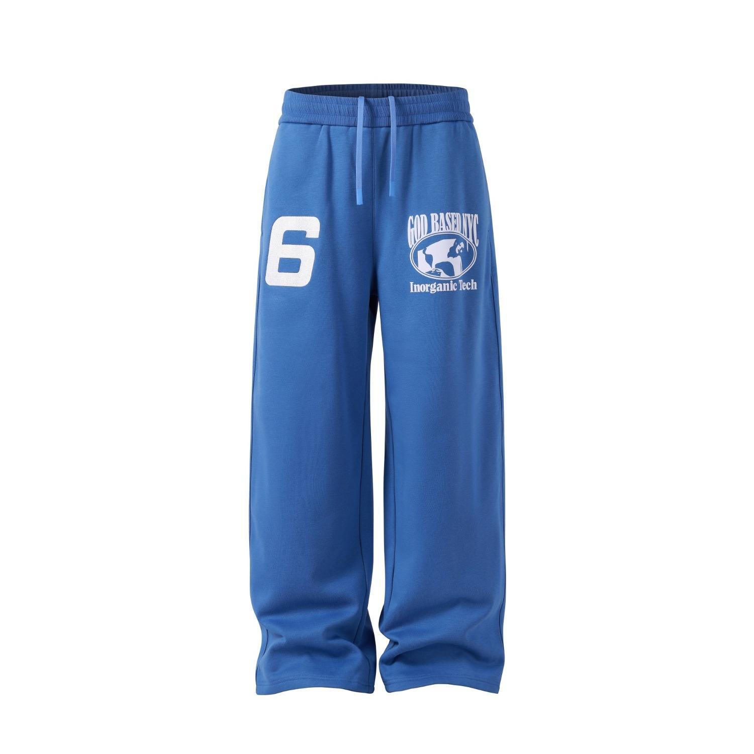 American bordado azul macheta pantalones largos de piernas largas primavera y otoño estilo perezoso pantalones casuales más gruesos