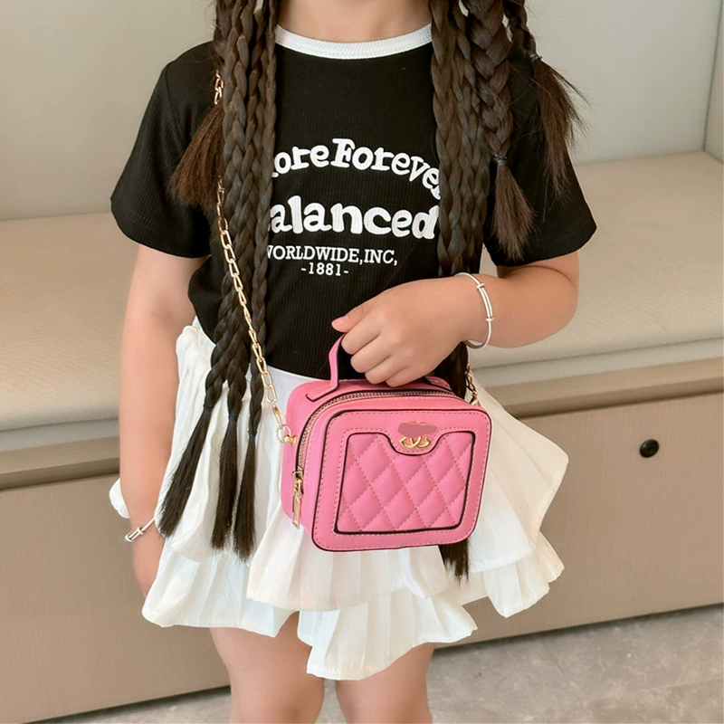 Demi-season children's bag, small chain with diamond pattern, shoulder bag, Chanel style