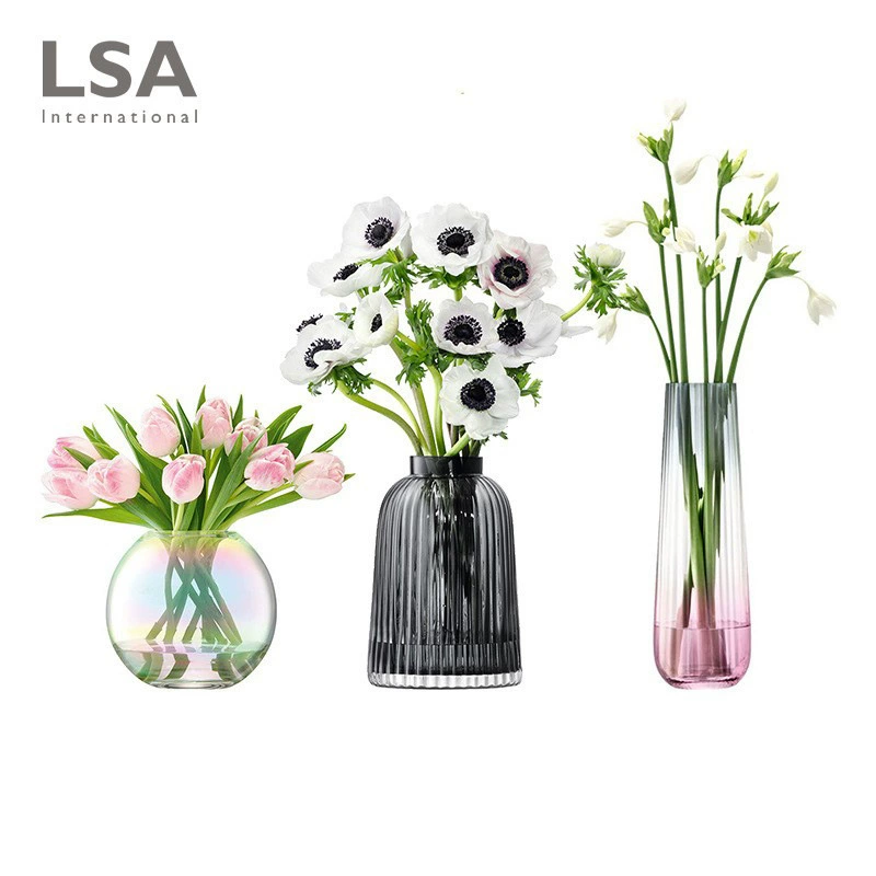 UK LSA Pearl Pearl Радуга Легкая экстравагантная прозрачная стеклянная ваза для гостиной цветочная композиция дома украшения высокого уровня