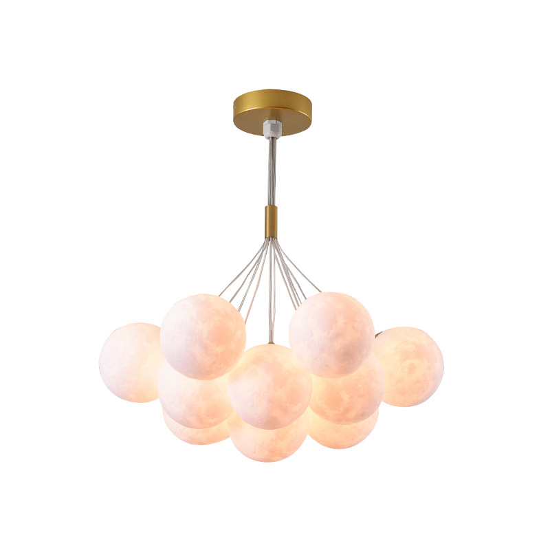 Lámpara de araña Grand View Garden para sala de estar, lámpara nórdica de burbujas con forma de luna para dormitorio, lámpara colorida con forma de planeta para comedor y sala de estar, accesorios de iluminación Zhongshan 542L