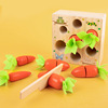 Carrot family toy from natural wood for cutting, early education