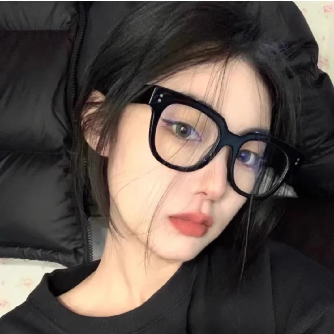 Gm Acetate Square Glasses Black Frame Slimming Bare Face Style_voghion.com