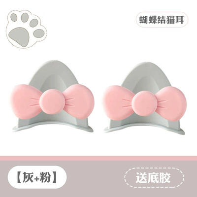 Accessories Cute Bow Bear | Motosiklet dəbilqələri - cat-ear-bow-grey-pink-comes-with-traceless-glue