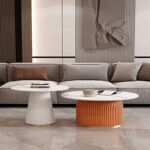 2023新款岩板轻奢茶几客厅家用现代小户型创意网红圆形小桌子茶桌